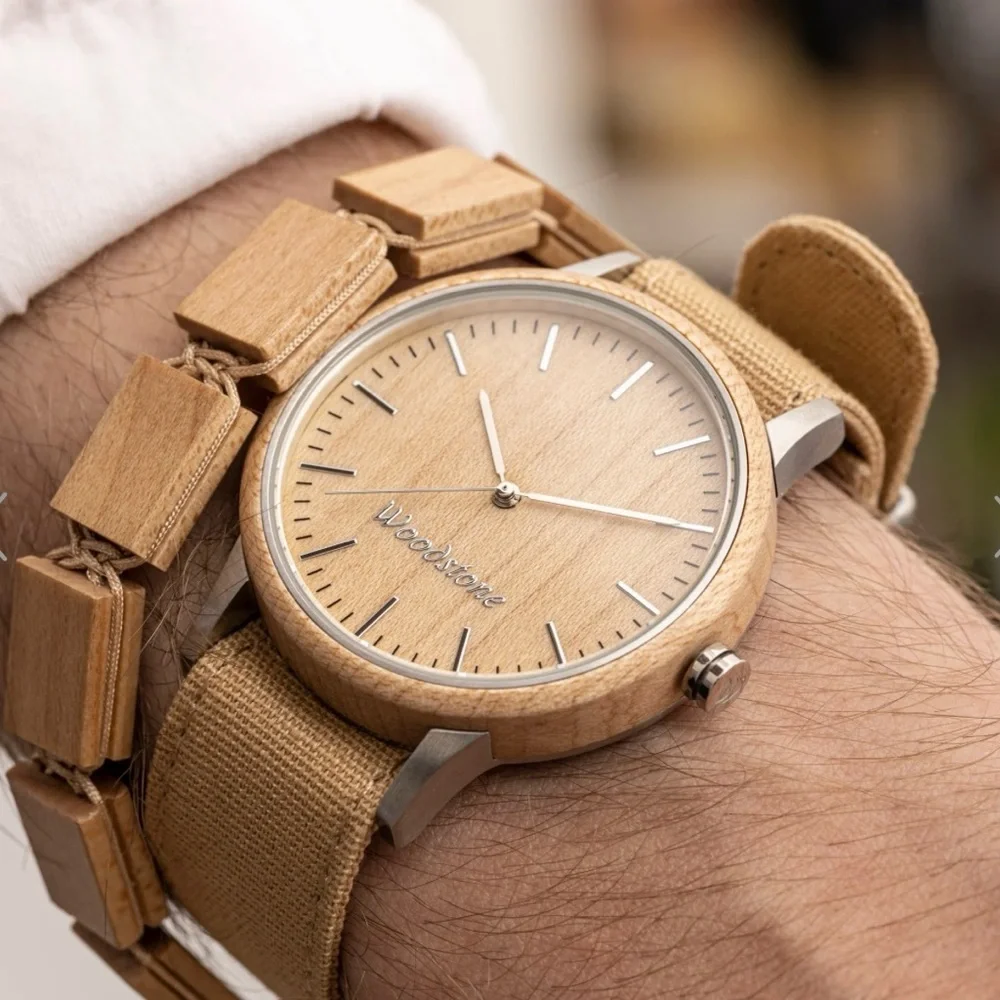 NWT Woodstone Men’s Oasis Maple Bracelet with Silver Accents - Picture 5 of 6